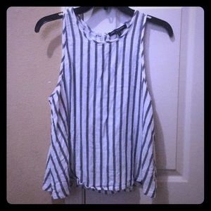 White and blue linen top